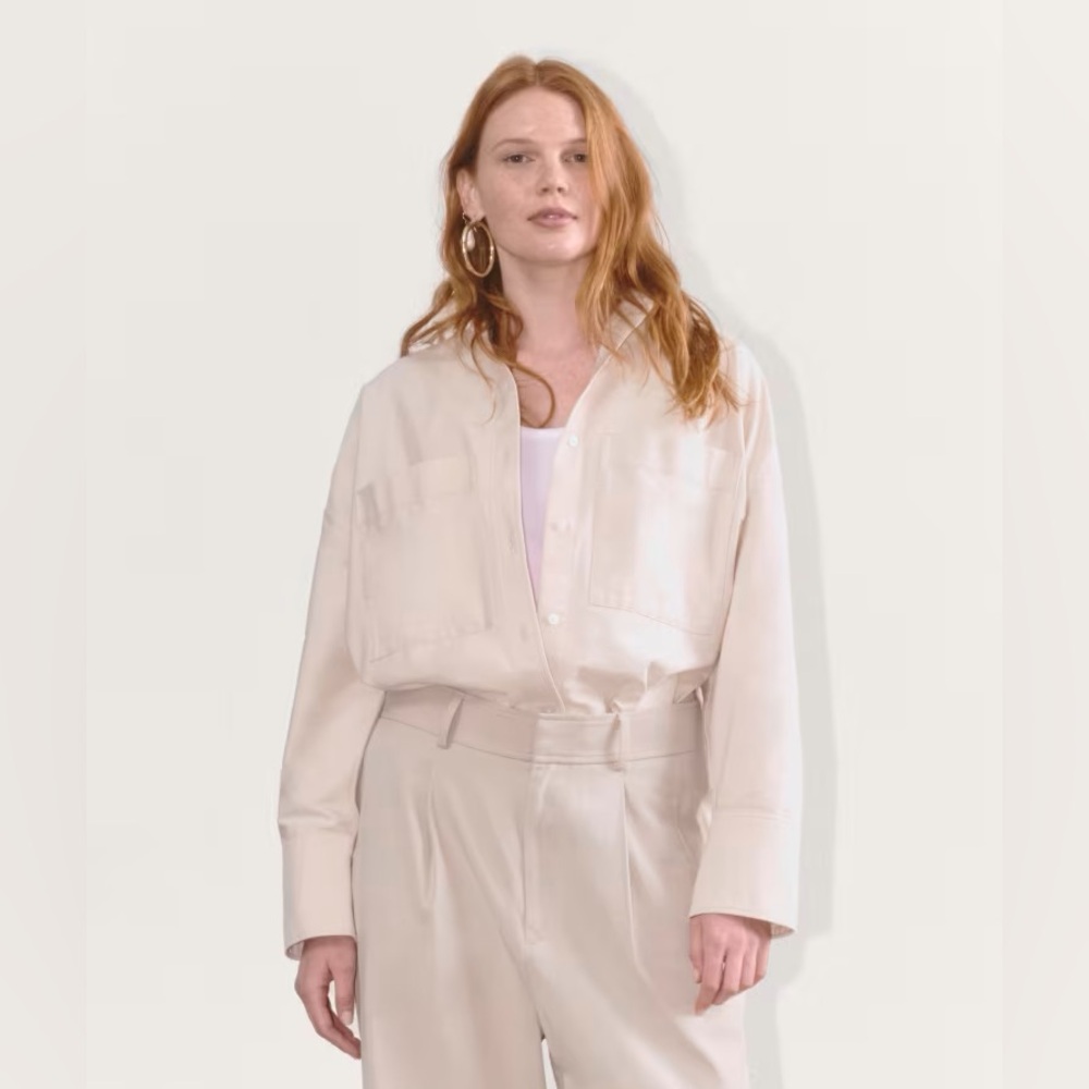 ✨EVERLANE THE BOXY OXFORD SHIRT WHISPER PINK (CREAM) M